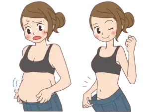 女性がお腹を摘んでる写真