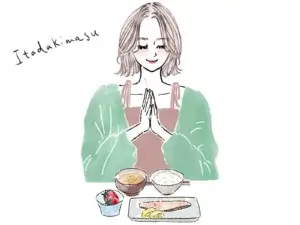 ヘルシーなランチを食べてる女性